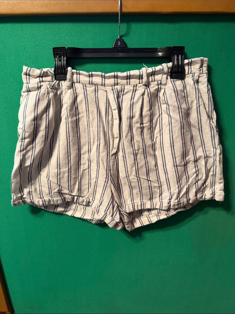 Striped Cream and Navy Casual Women's Shorts